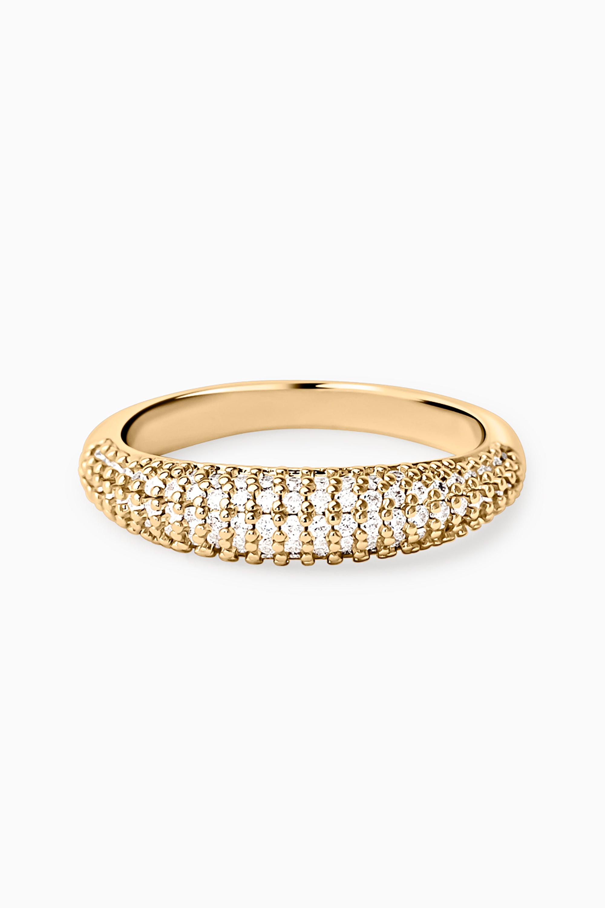 Thin Pavé Dome Ring - Gold