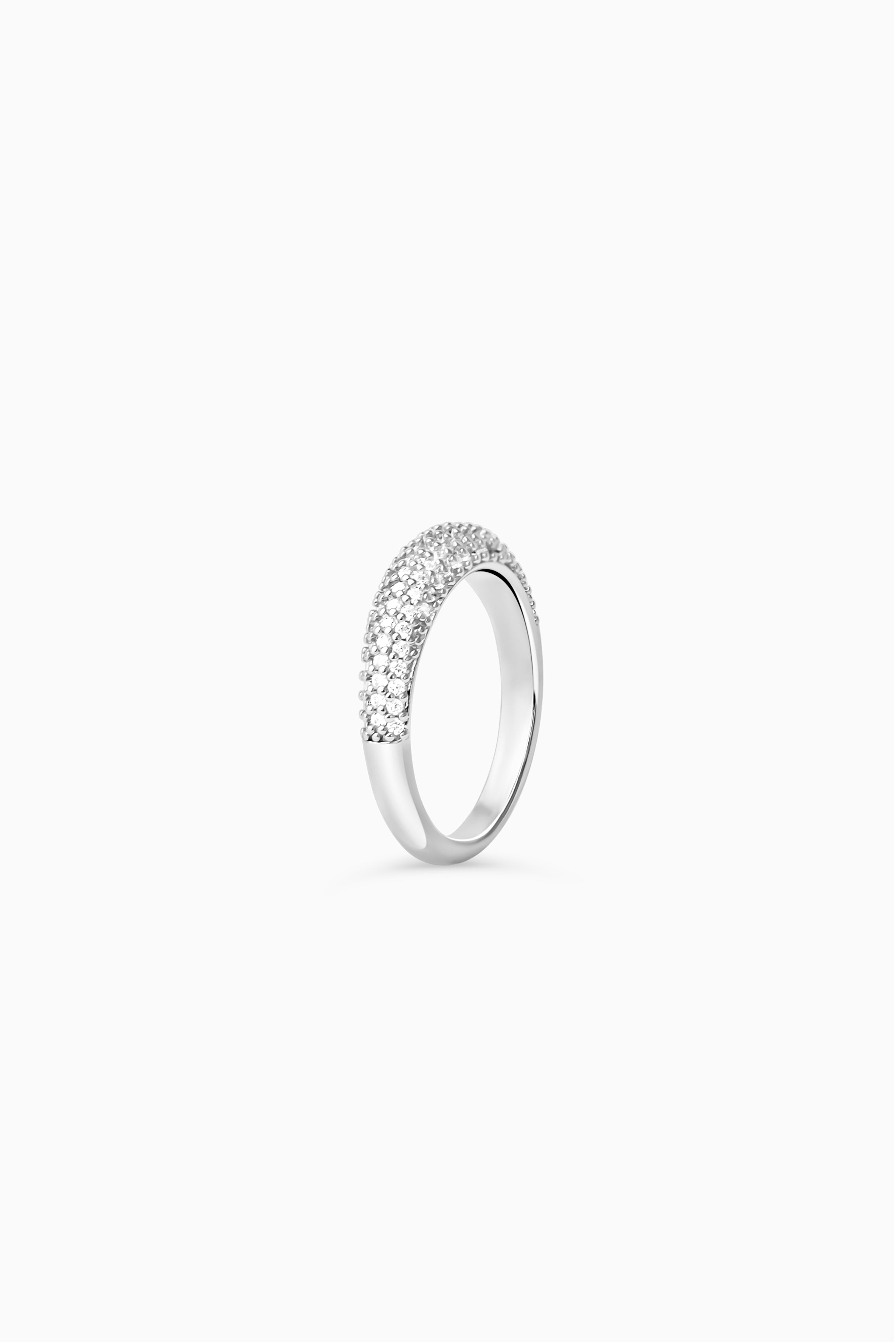 Thin Pavé Dome Ring - Silver