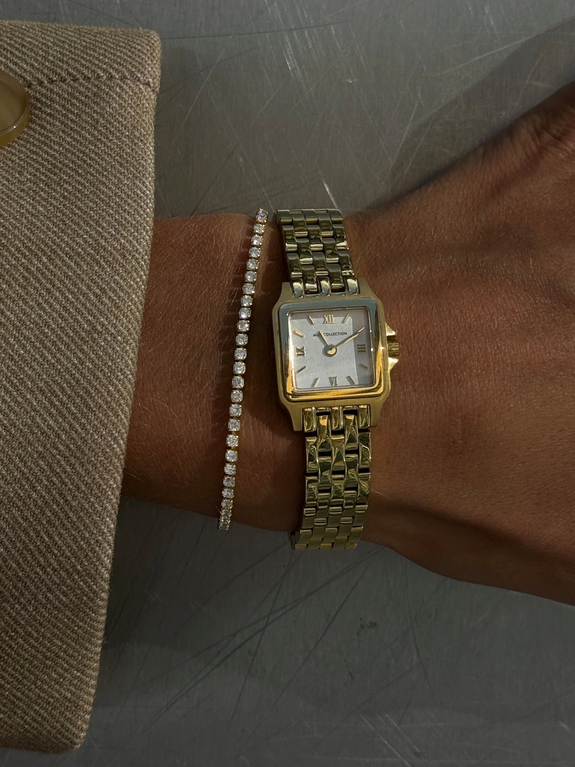 Thin Tennis Bracelet - Gold