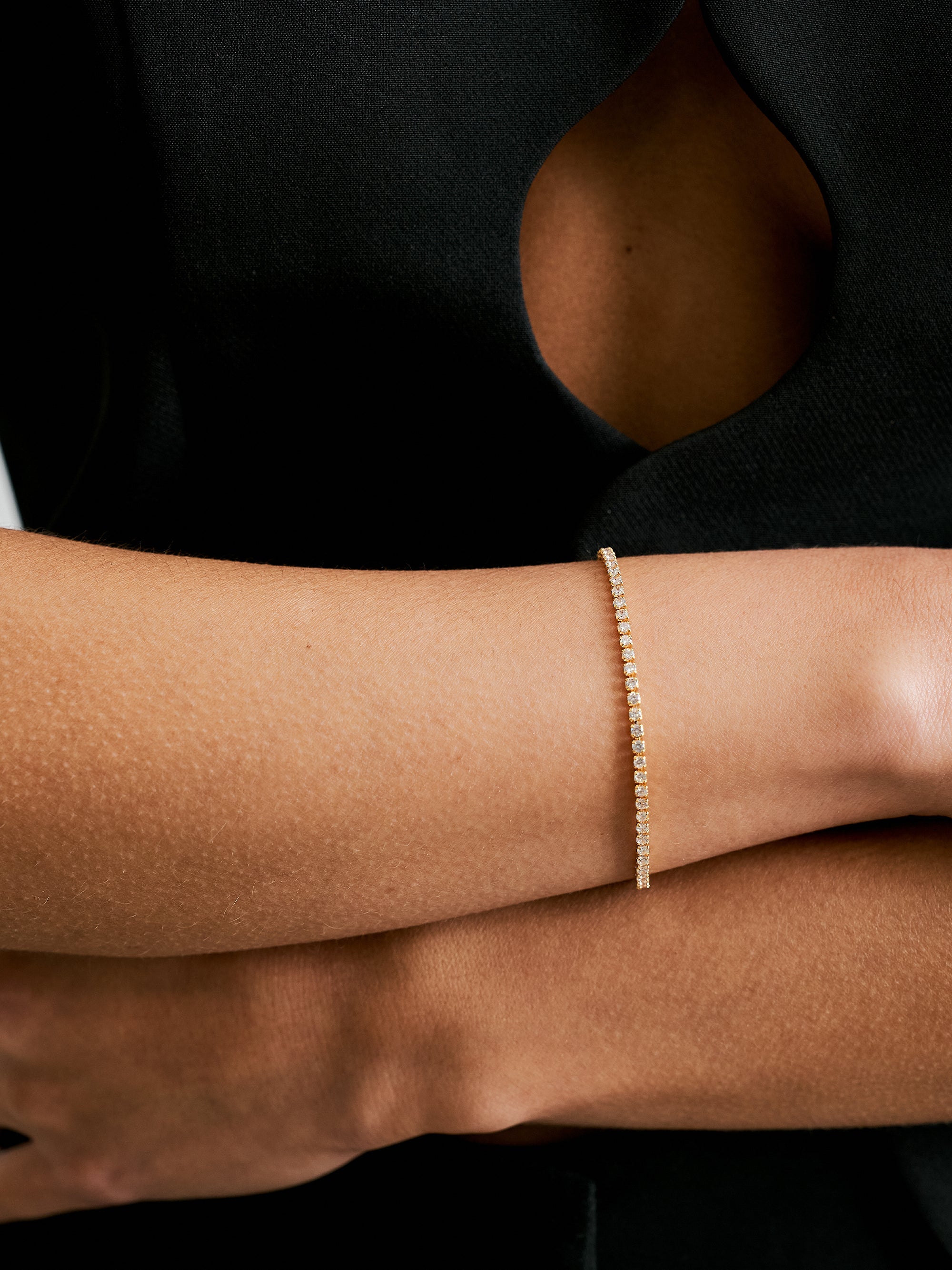 Thin Tennis Bracelet - Gold