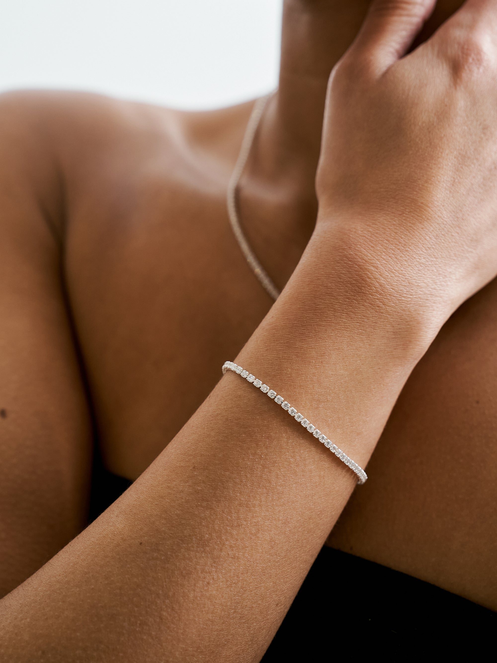 Thin Tennis Bracelet - Silver
