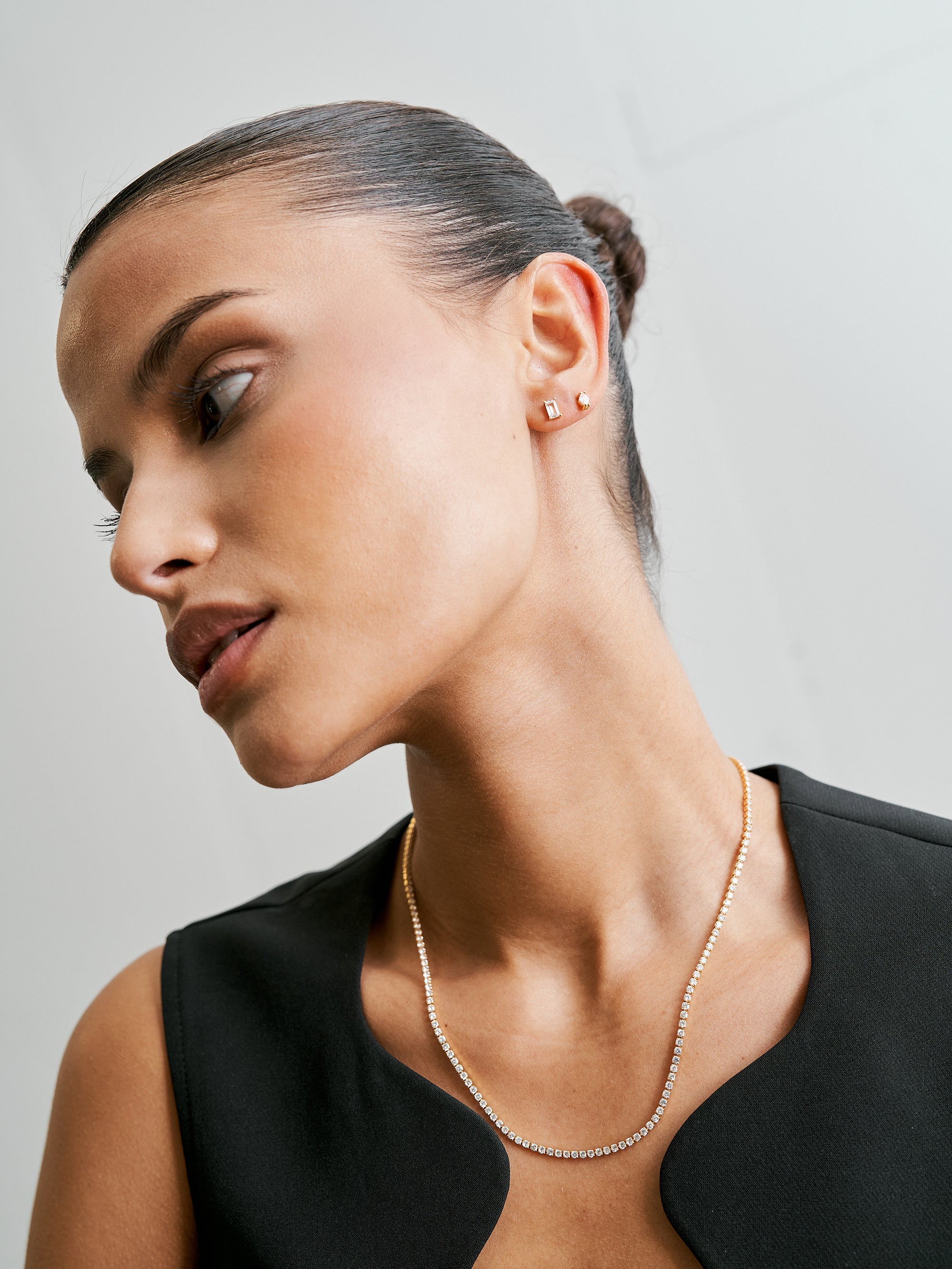 Thin Tennis Necklace - Gold