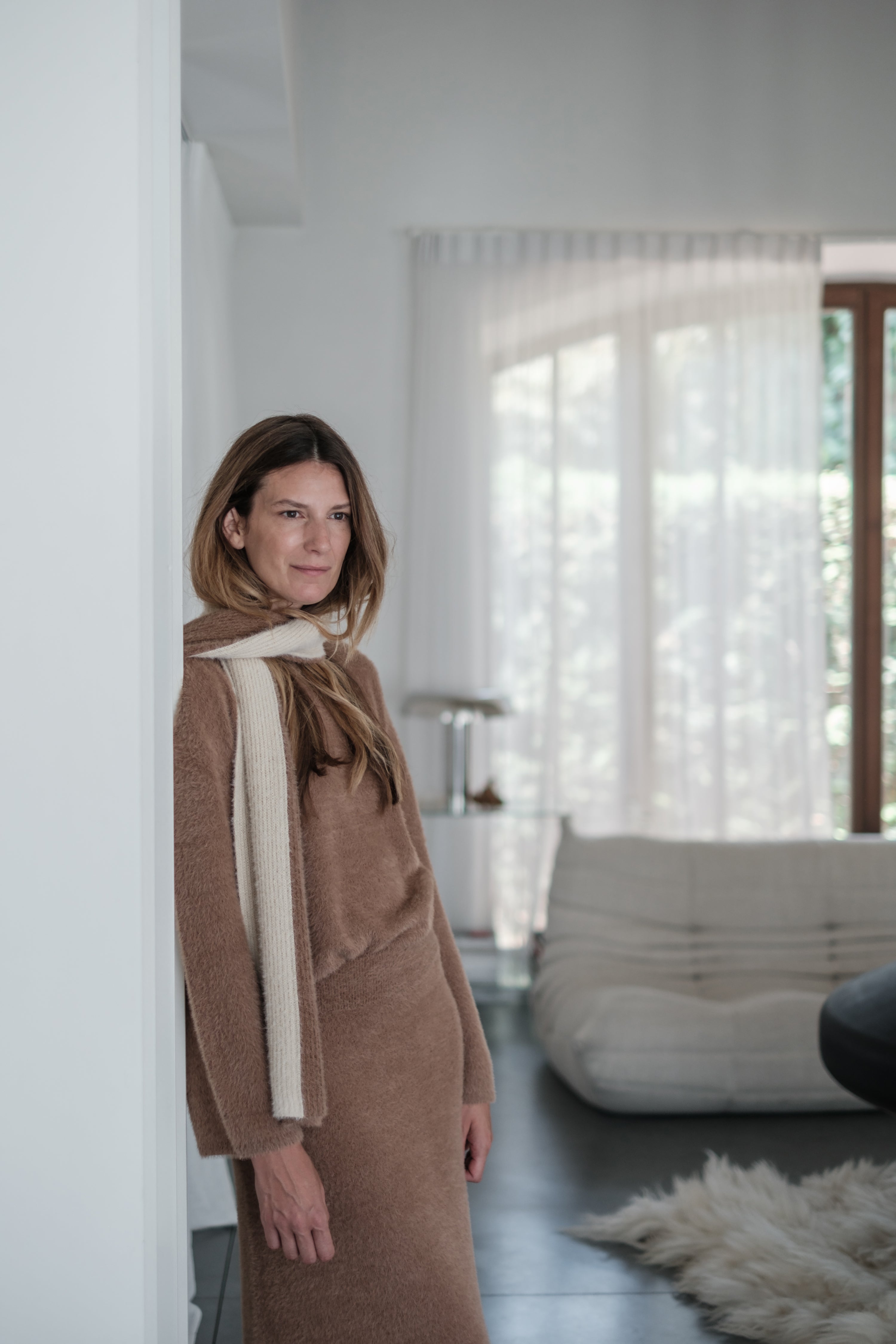 Vilette Fluffy Knitted Maxi Skirt - Mocca