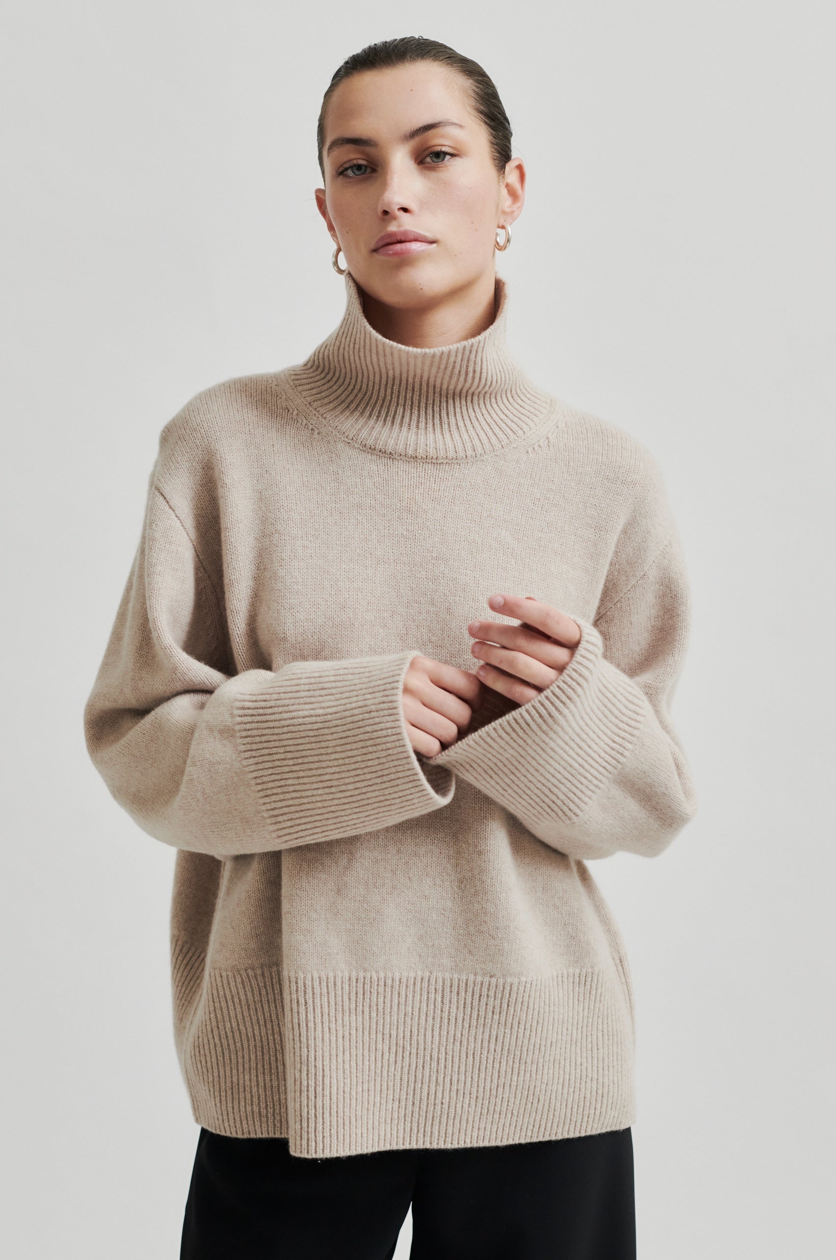  Alpha Knit T-Neck Jumper - Pumice Stone - RUM Amsterdam