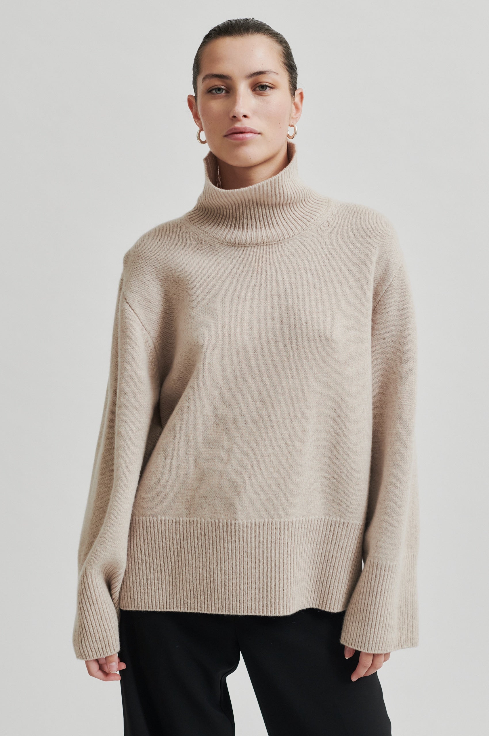  Alpha Knit T-Neck Jumper - Pumice Stone - RUM Amsterdam