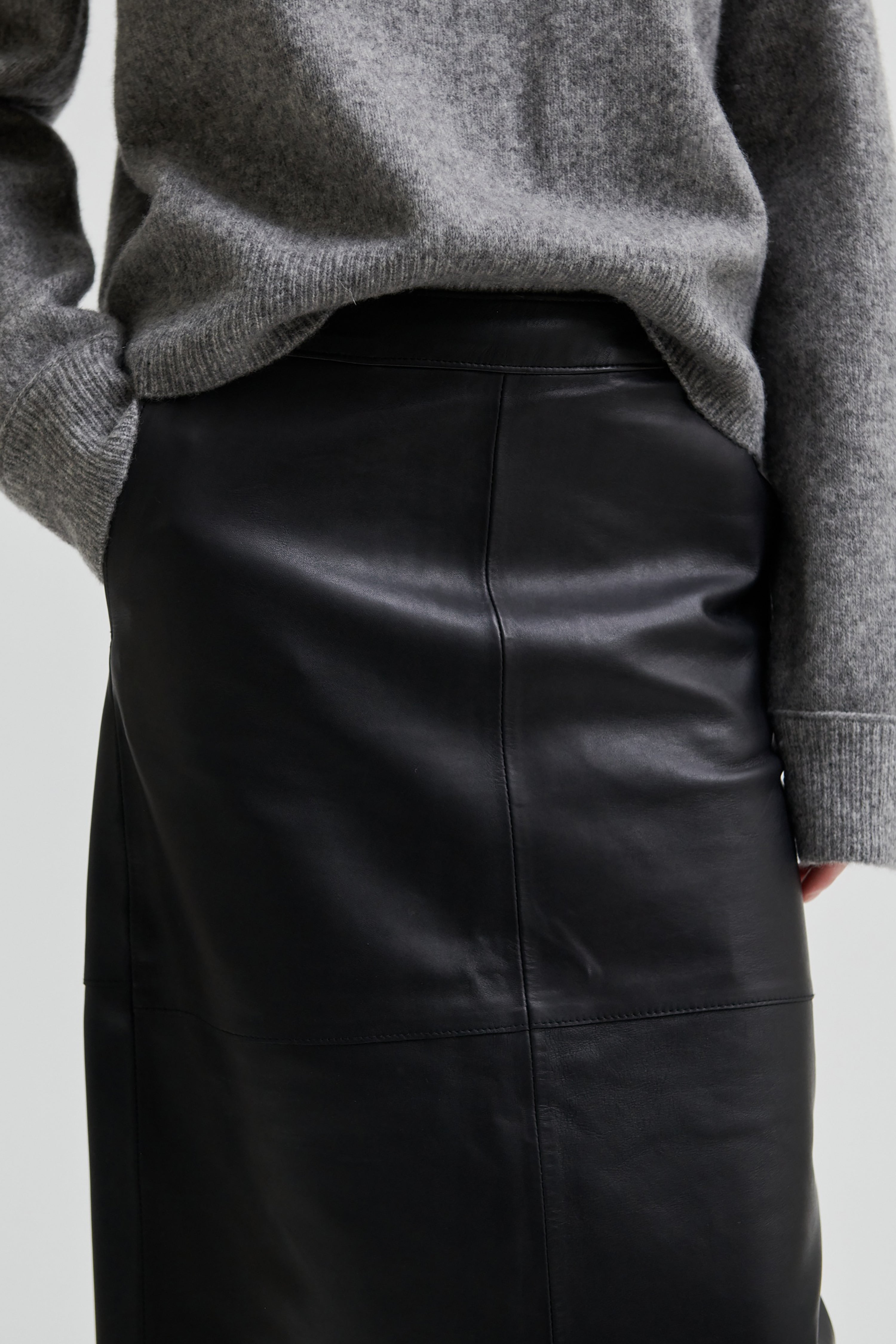 Aluna Bonded Leather Skirt - Black