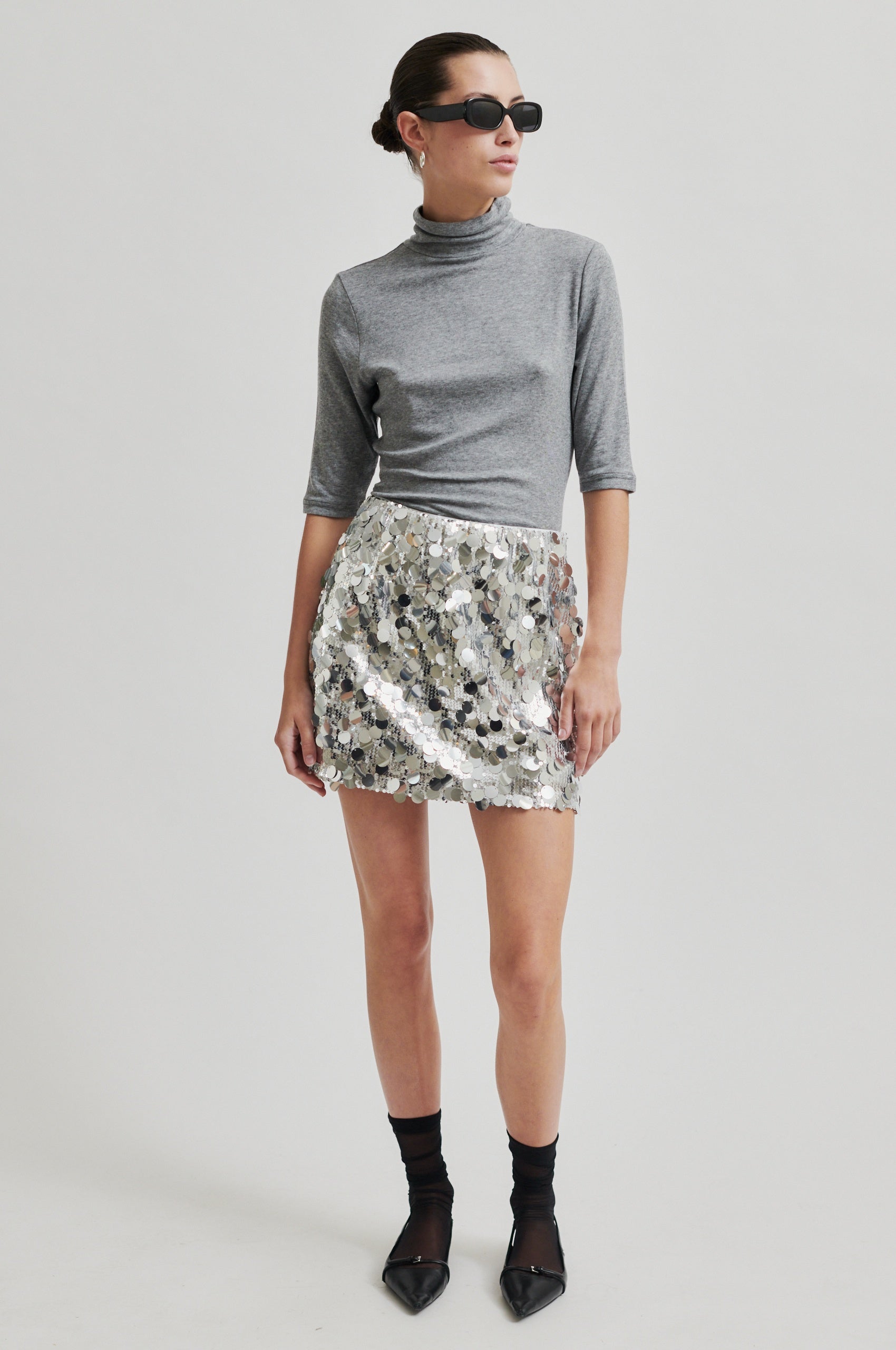 Audra Short Skirt - Silver