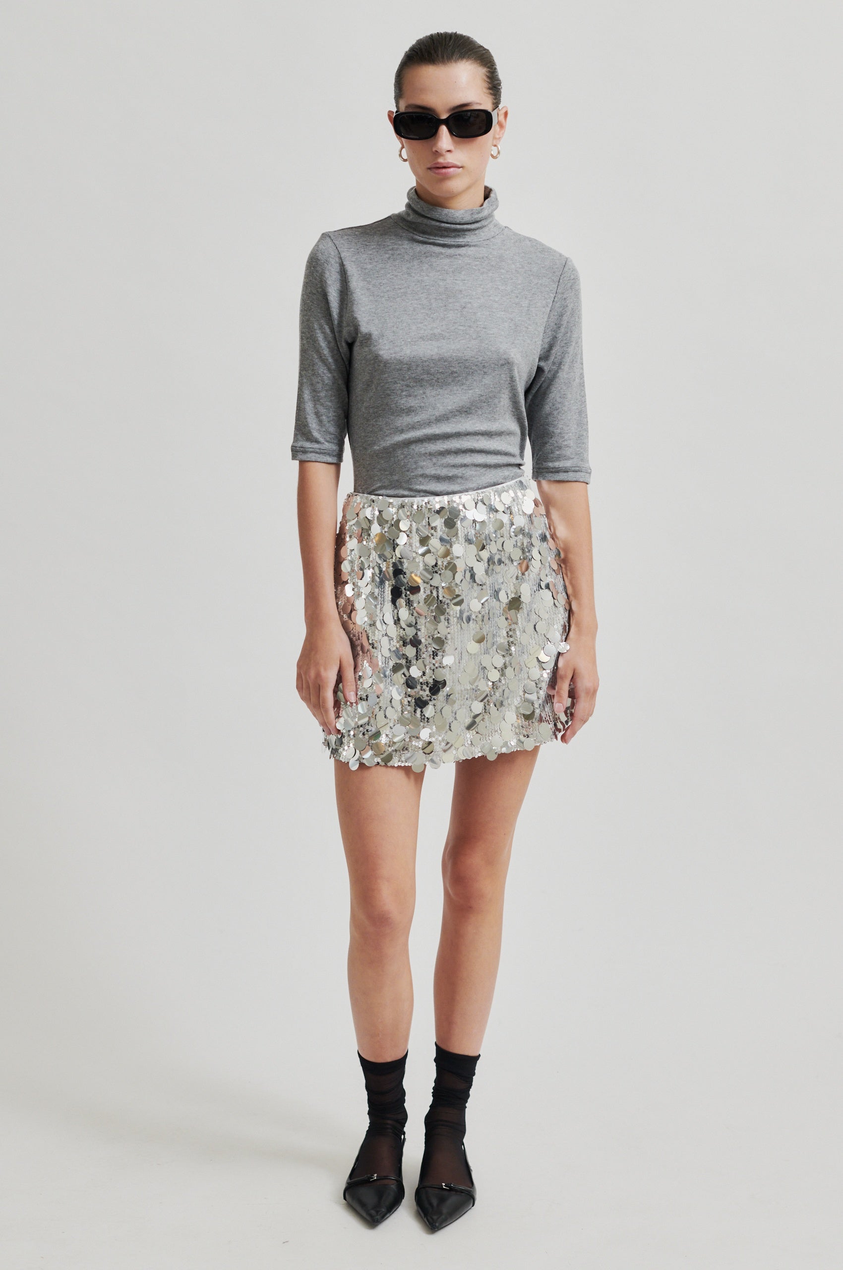 Audra Short Skirt - Silver