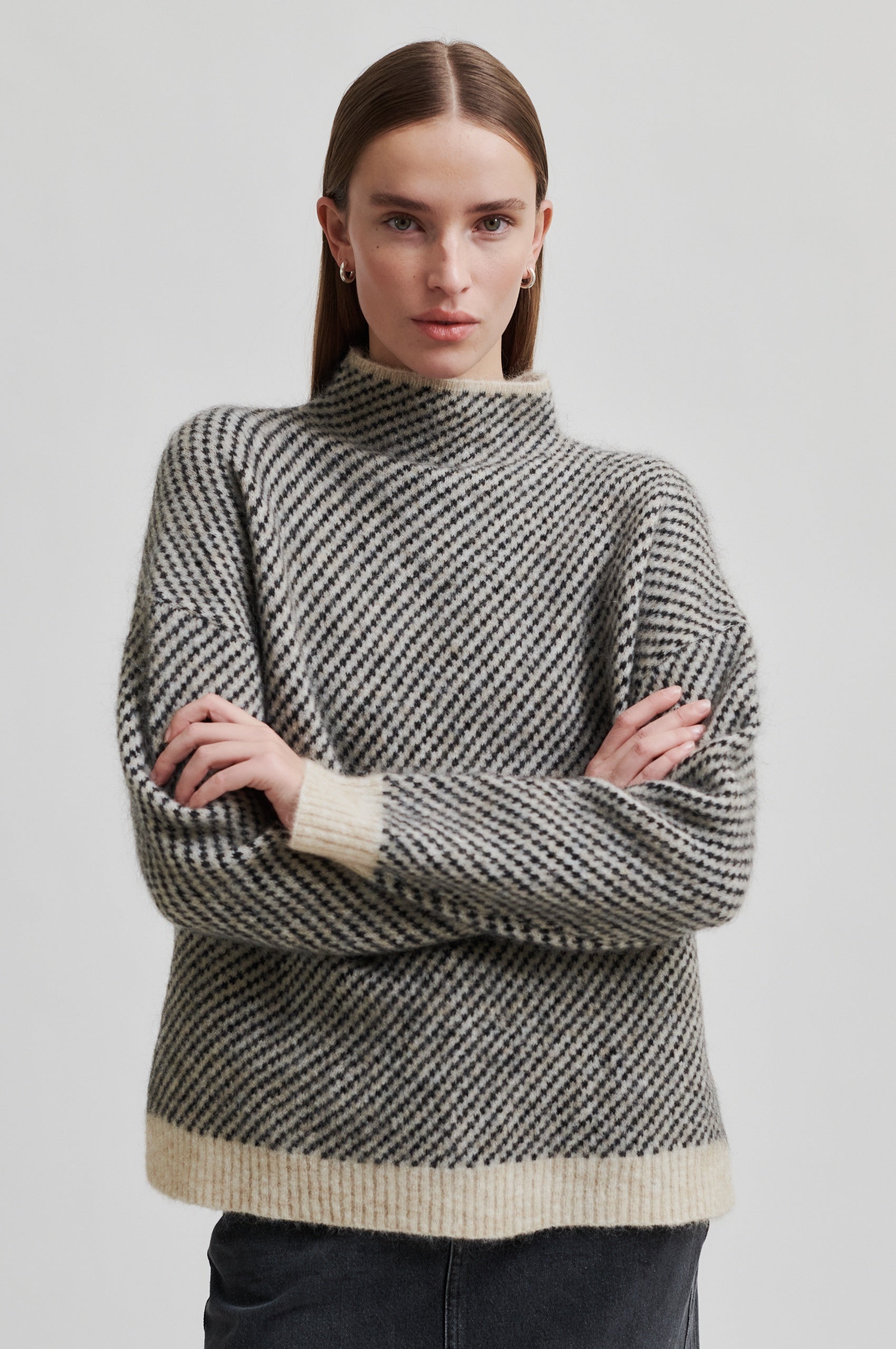 Second Female Capella Knit T-Neck Jumper - Brazilian Sand - RUM Amsterdam