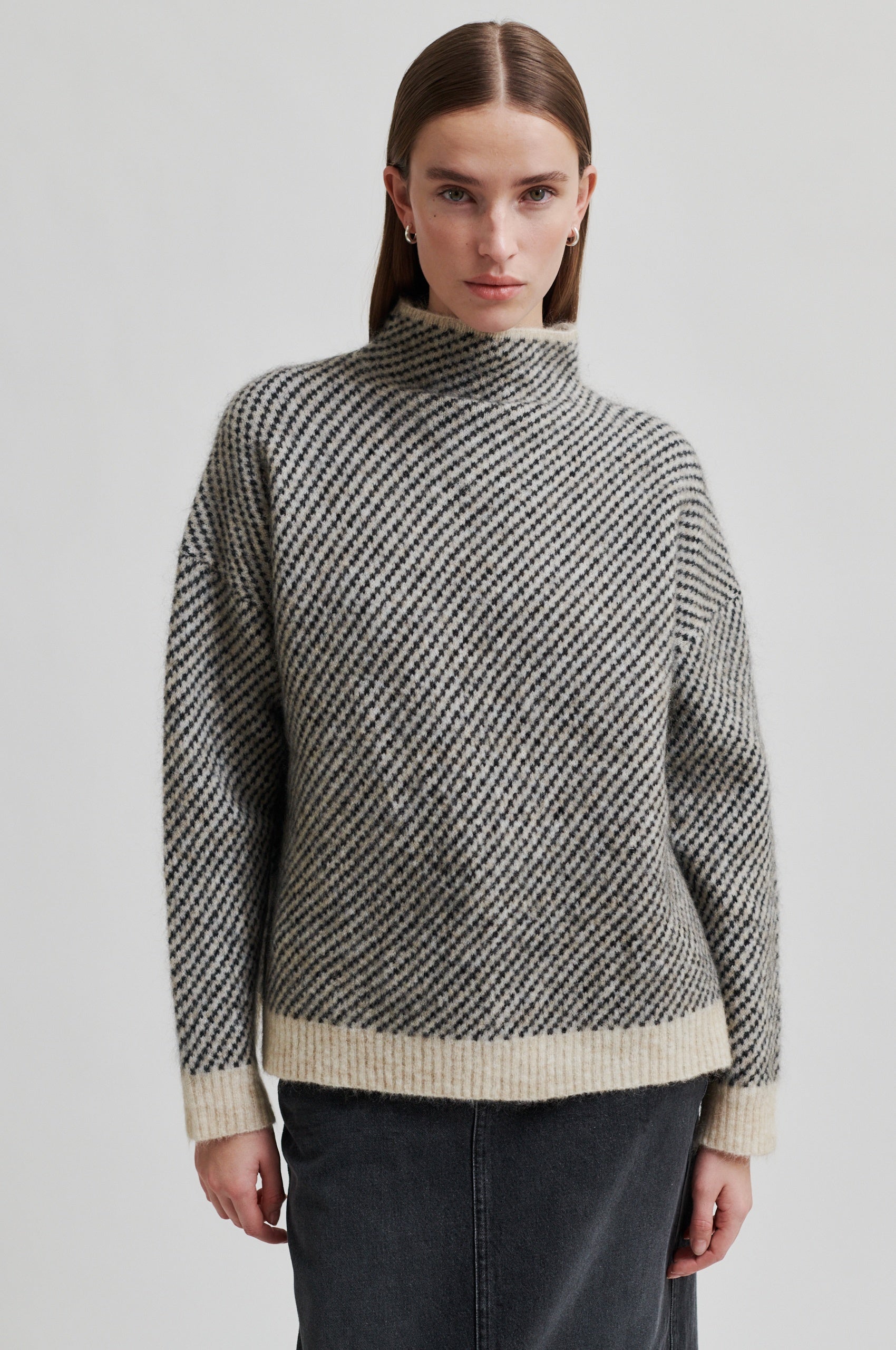 Second Female Capella Knit T-Neck Jumper - Brazilian Sand - RUM Amsterdam