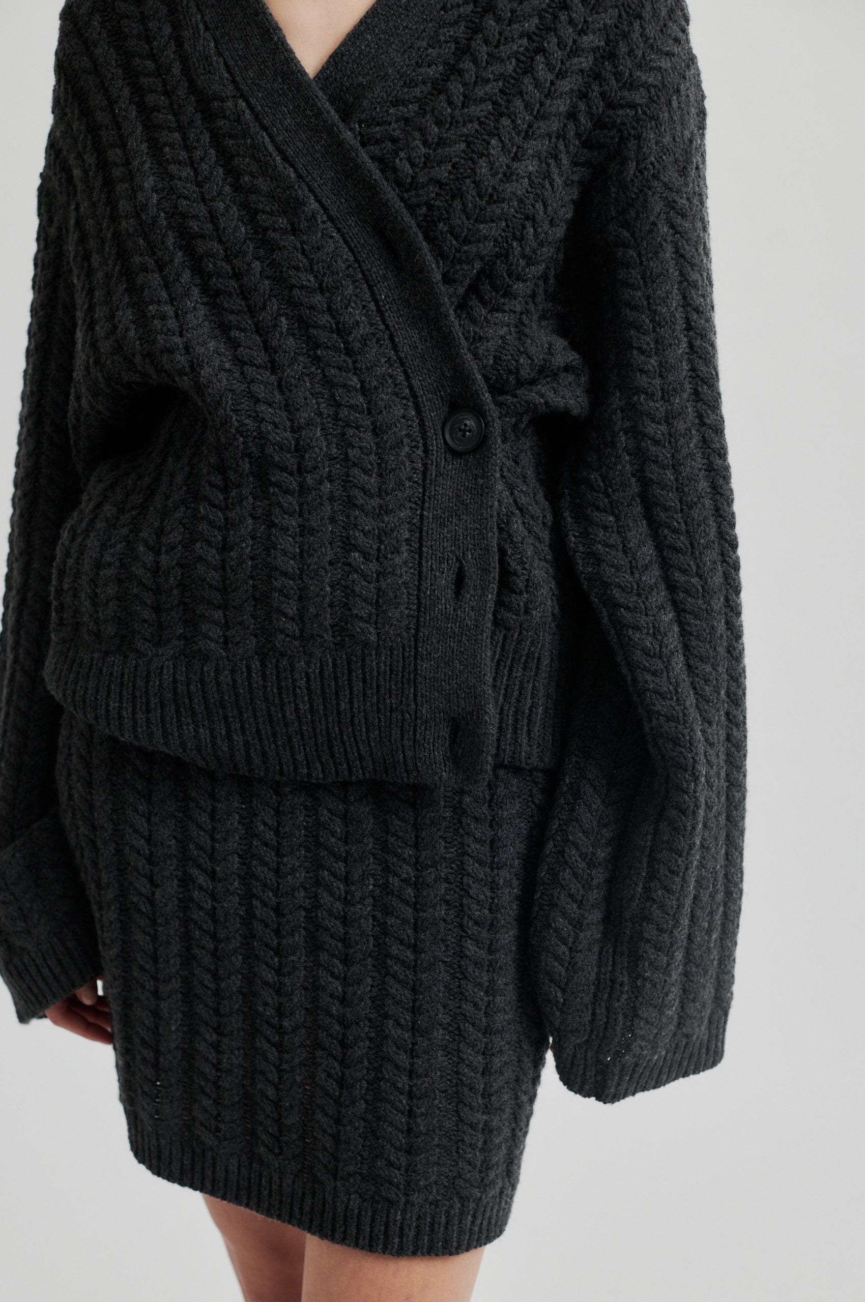  Casabel Knit Cardigan - Dark Grey Melange - RUM Amsterdam