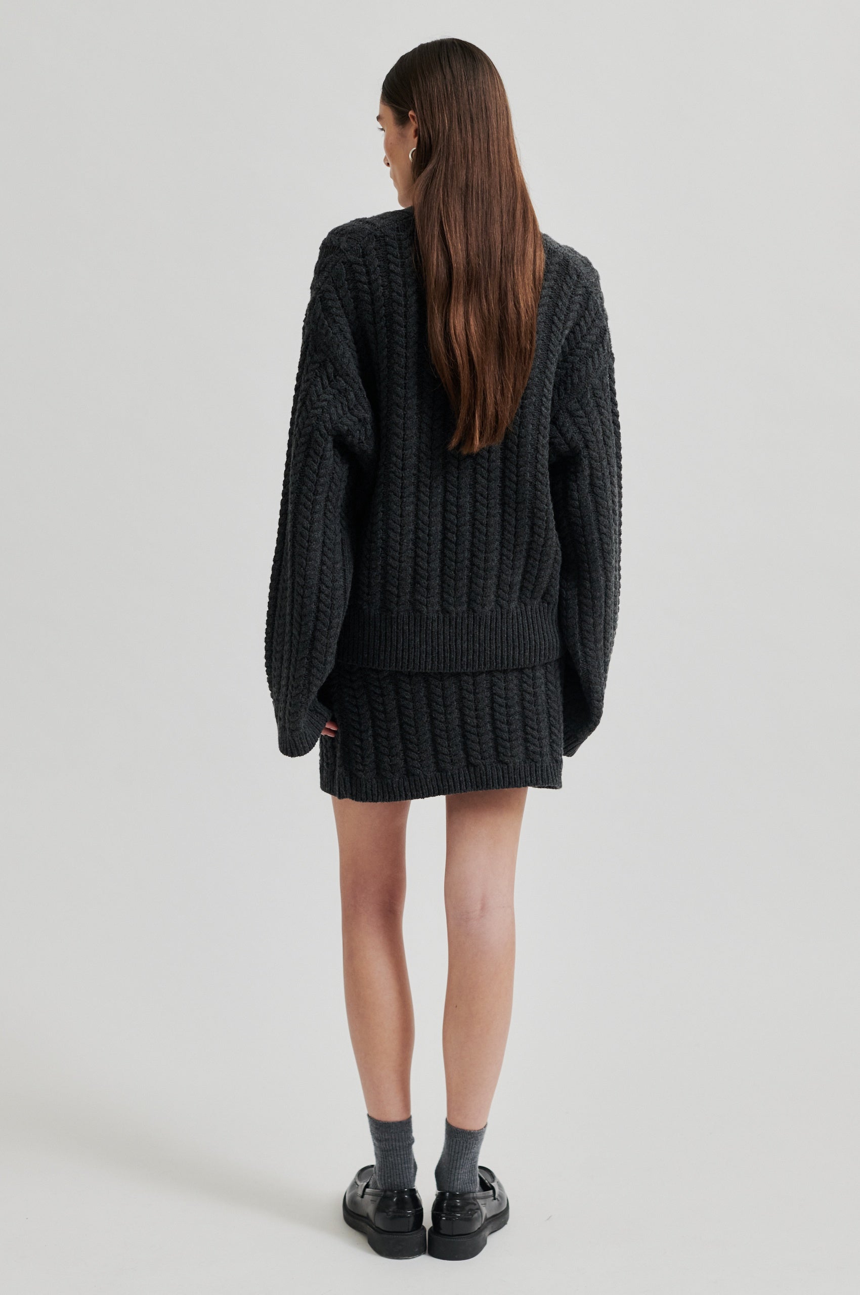  Casabel Knit Cardigan - Dark Grey Melange - RUM Amsterdam