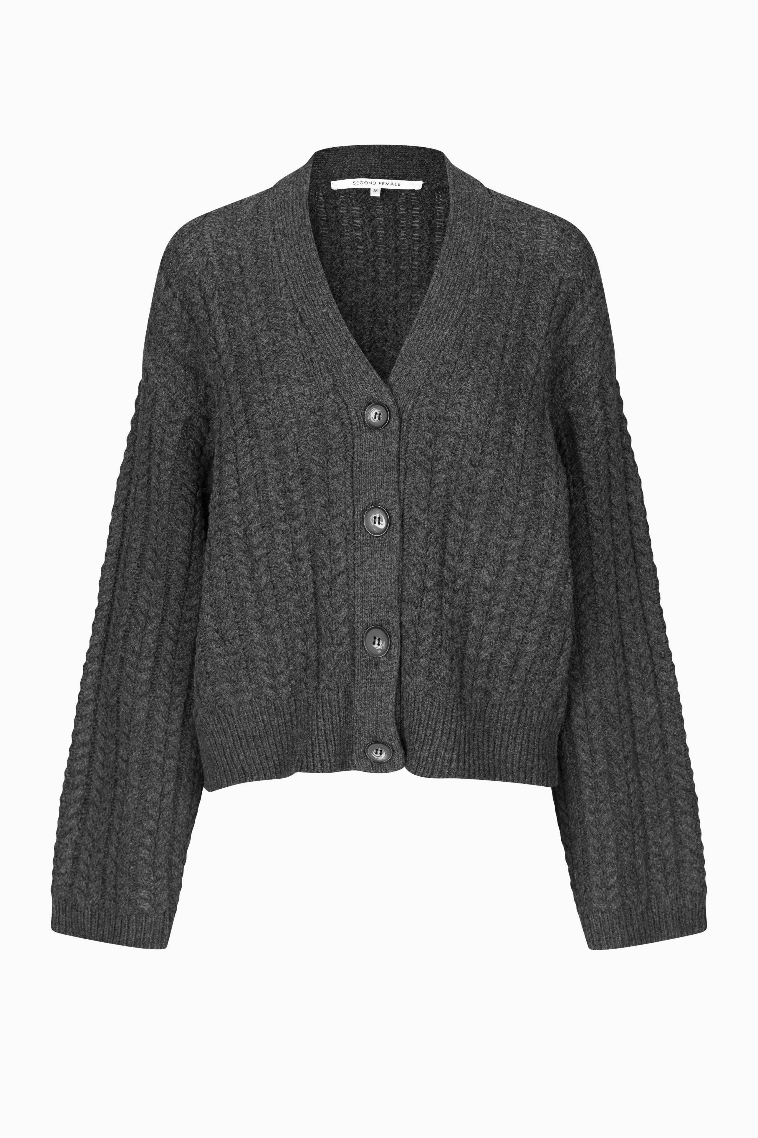  Casabel Knit Cardigan - Dark Grey Melange - RUM Amsterdam