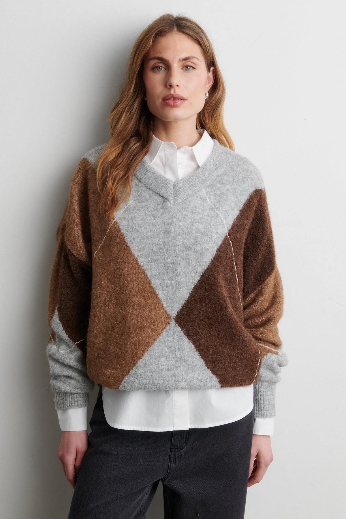 Forca Knit V-Neck - Light Grey Melange
