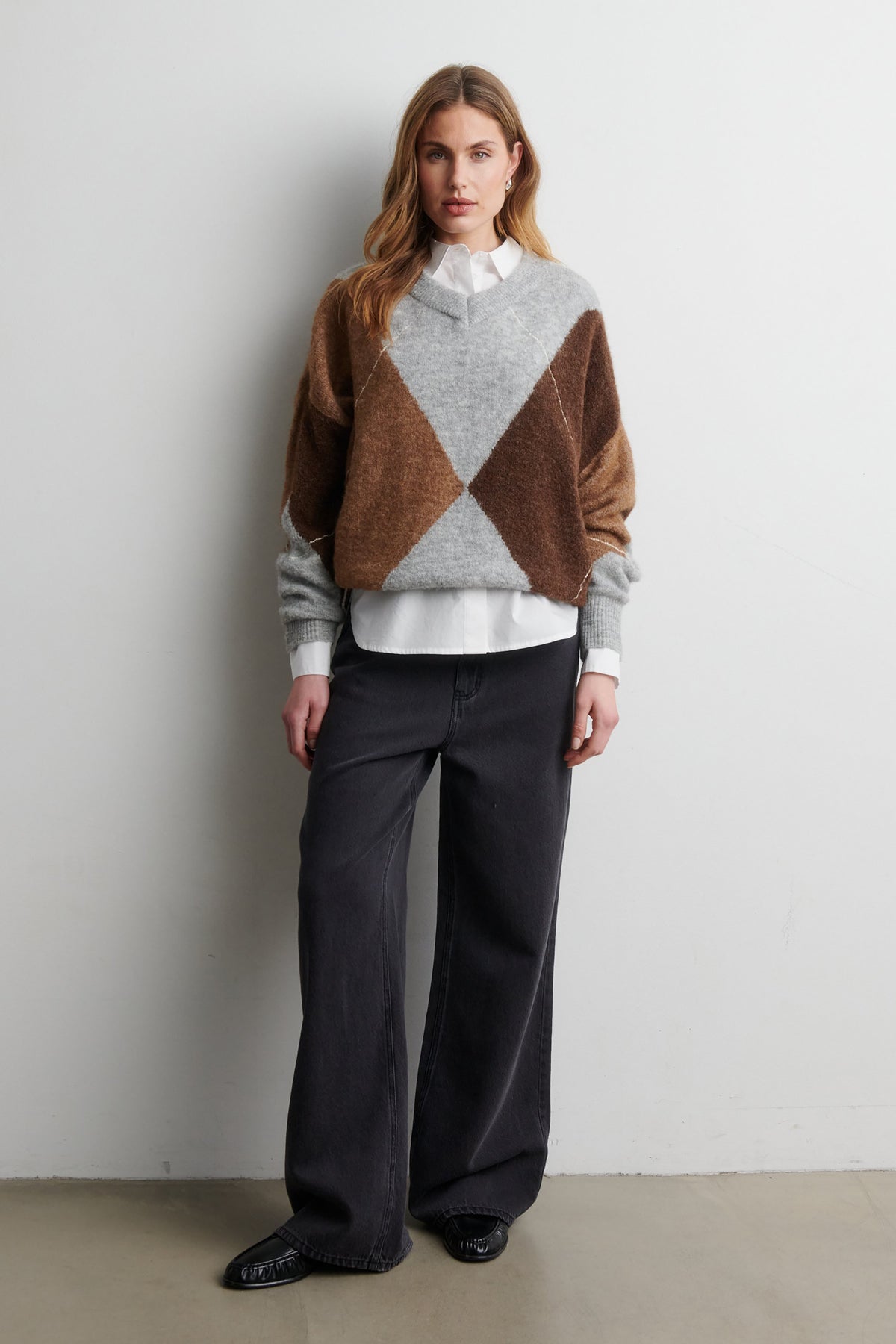 Forca Knit V-Neck - Light Grey Melange