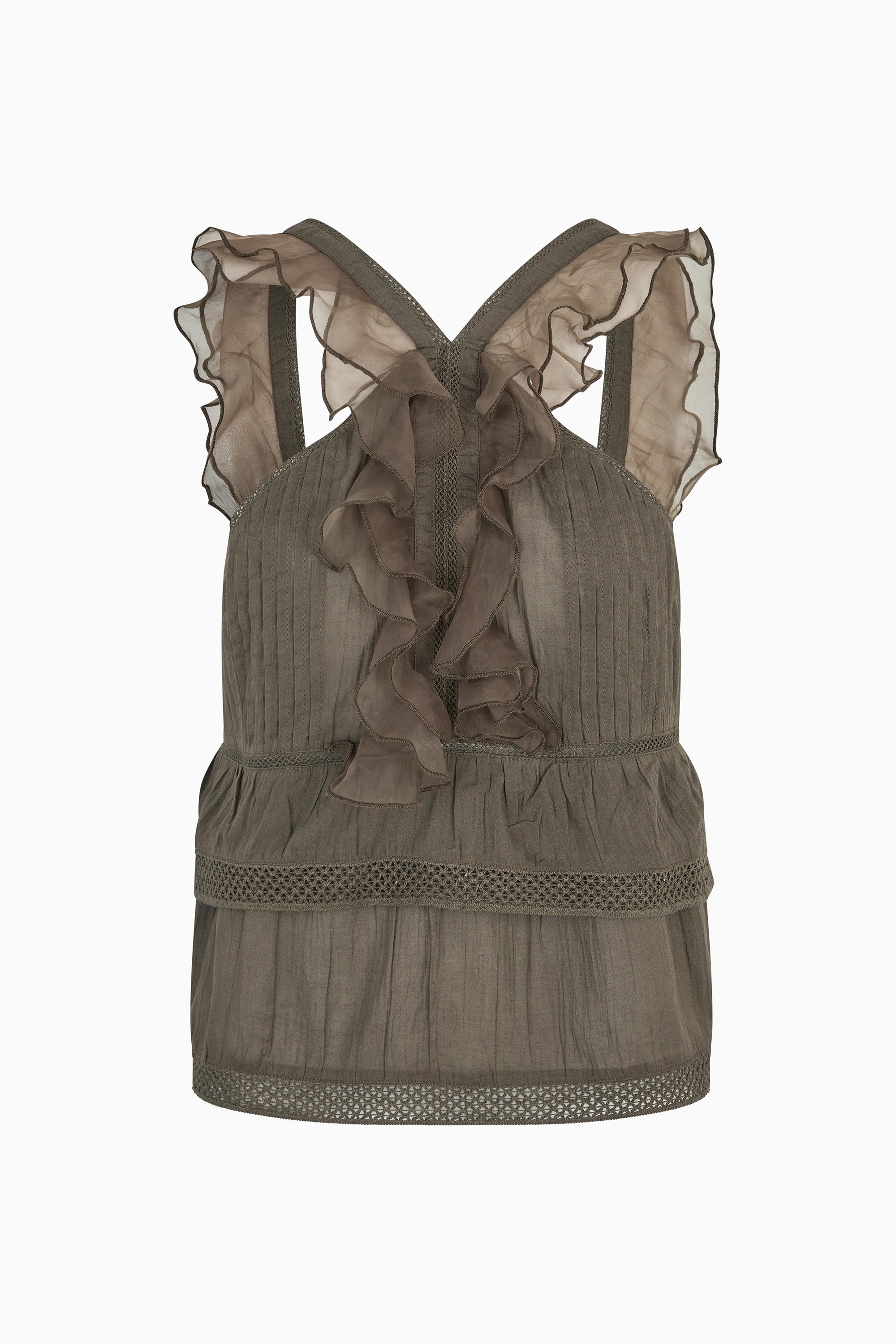 Kristel Frill Strap Top - Canteen
