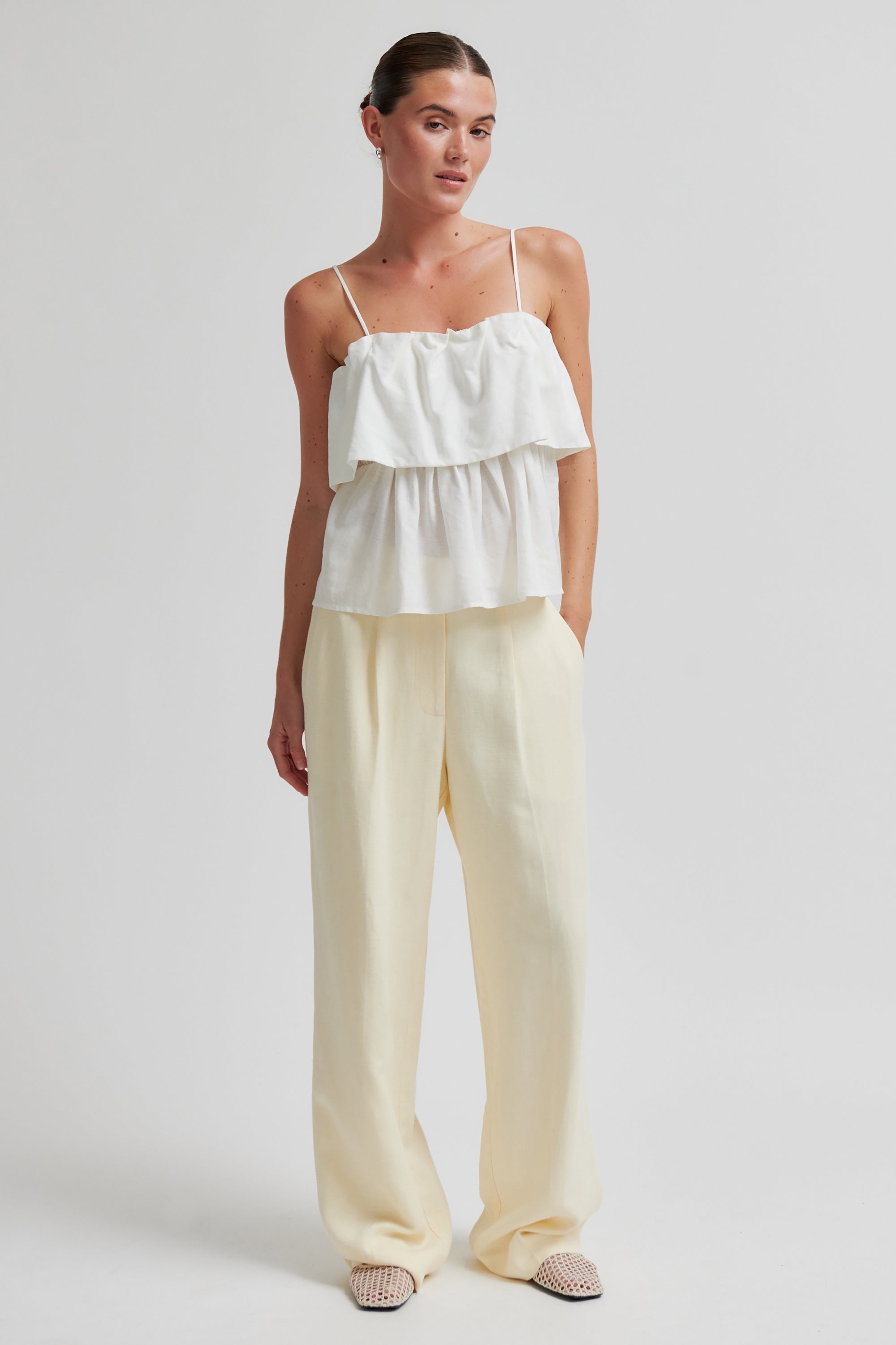 Lino Classic Trousers - Alabaster Gleam