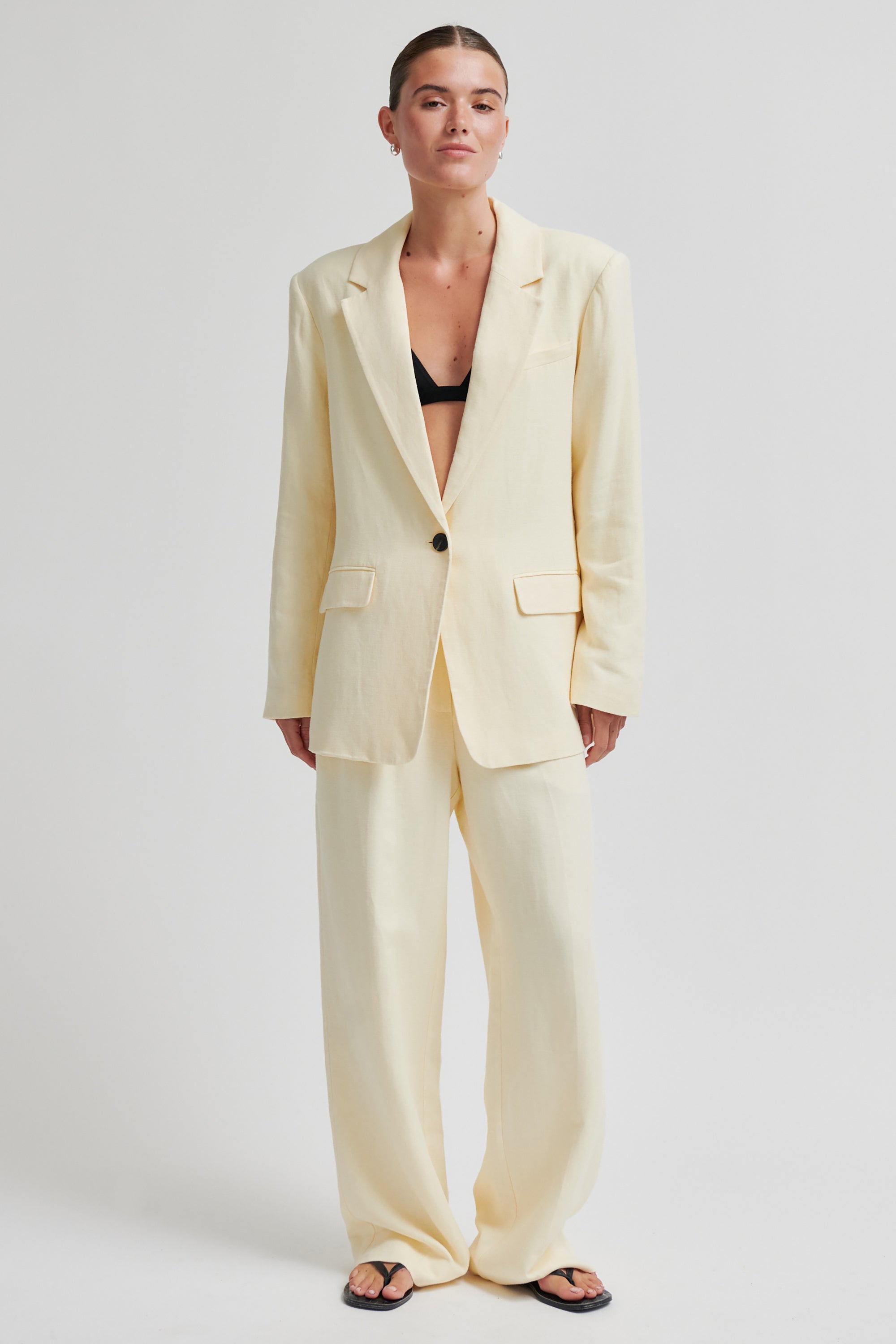 Lino Classic Trousers - Alabaster Gleam