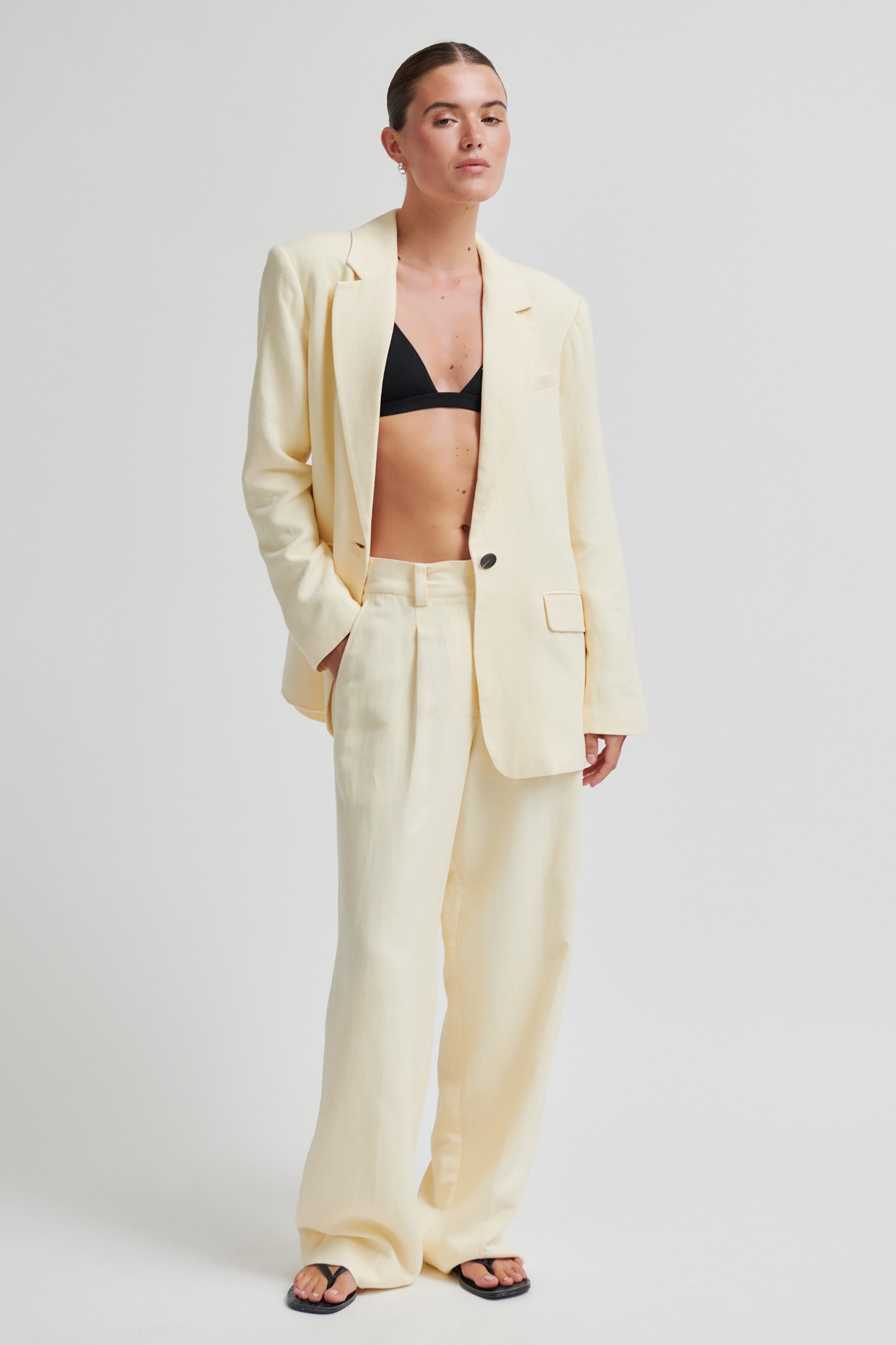 Lino New Fit Blazer - Alabaster Gleam
