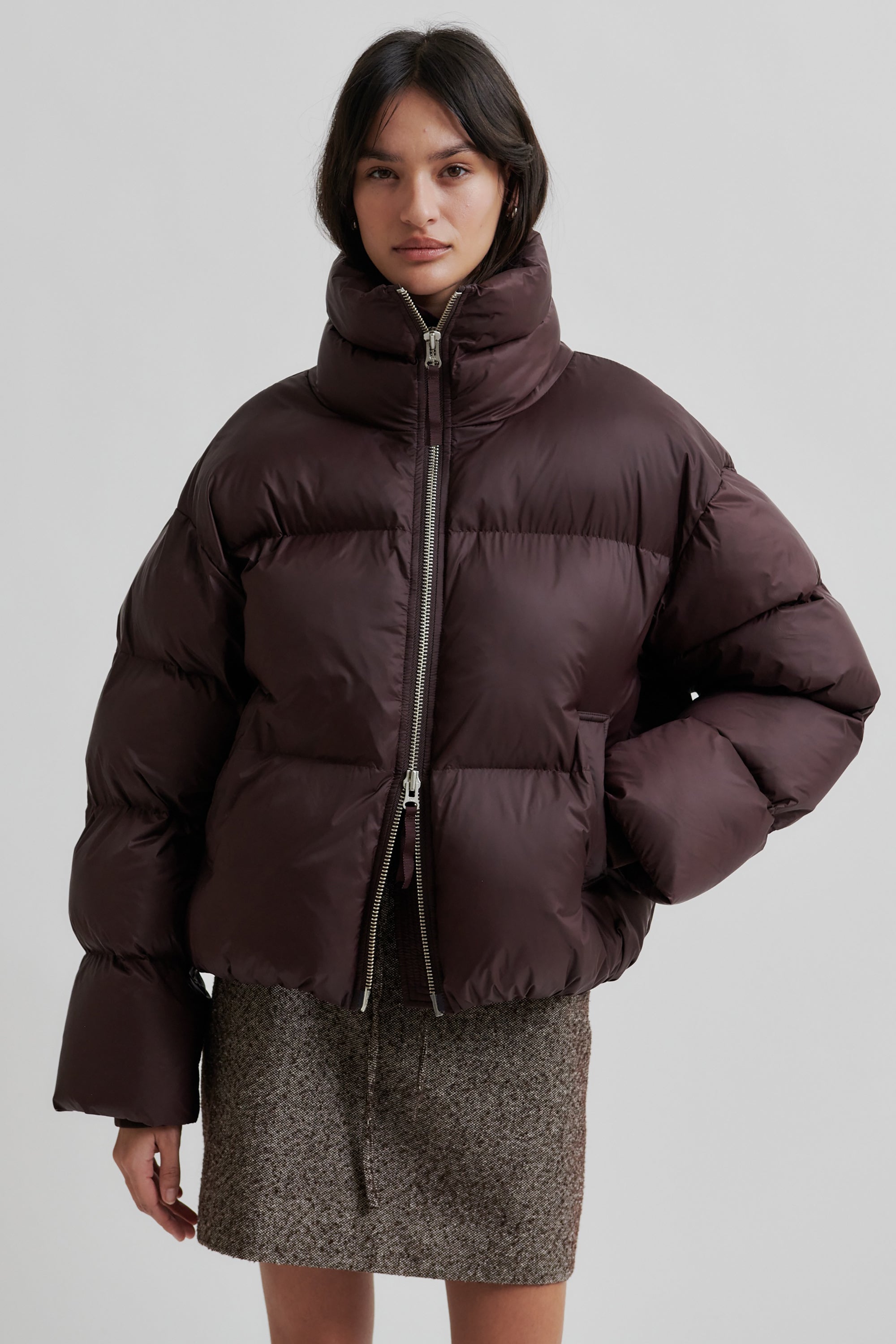 Riya Puffer Jacket - Chocolate Plum