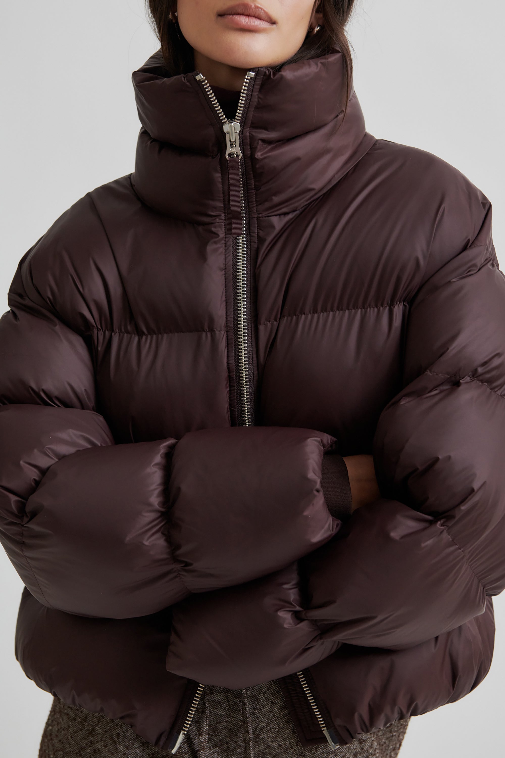 Riya Puffer Jacket - Chocolate Plum