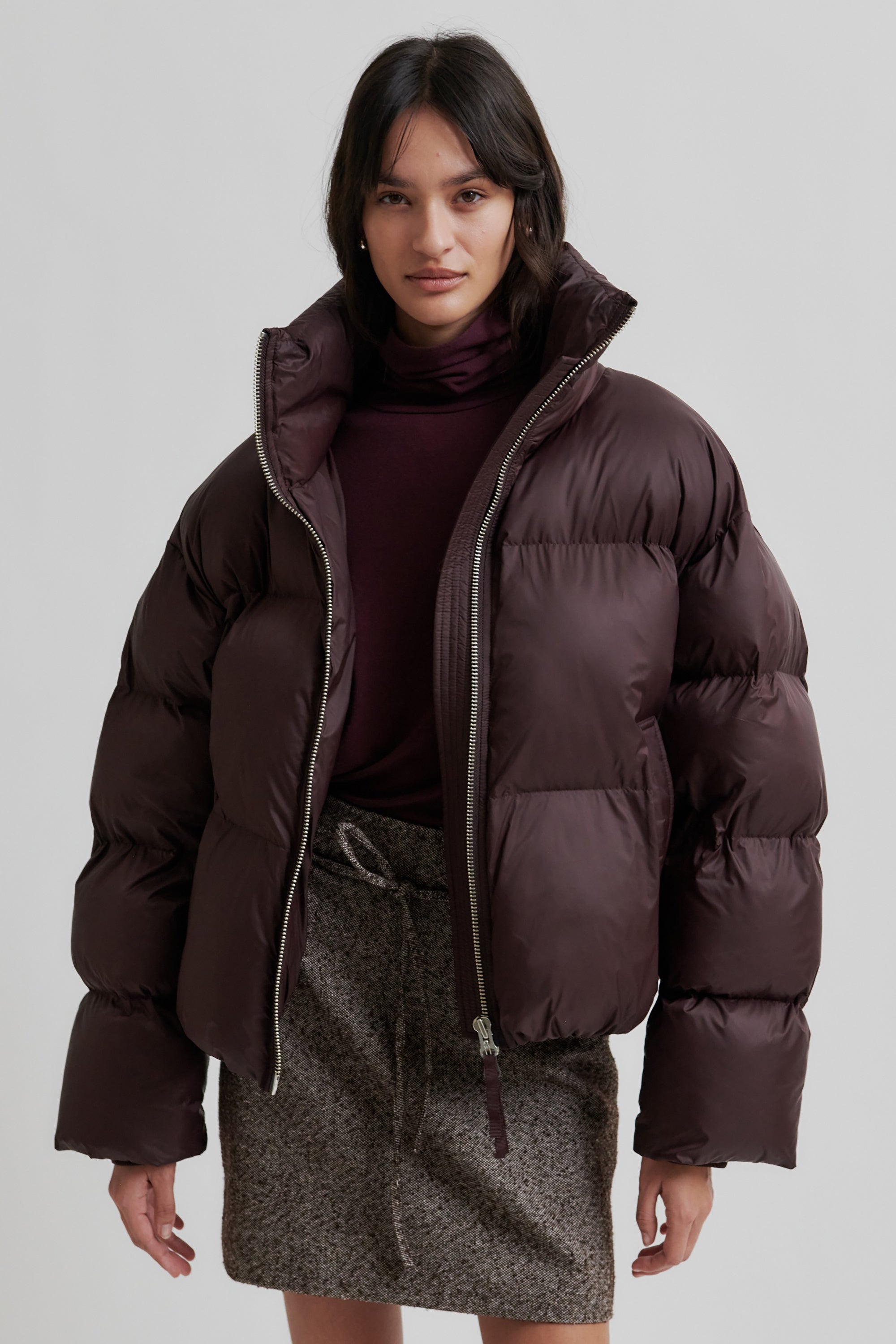 Riya Puffer Jacket - Chocolate Plum