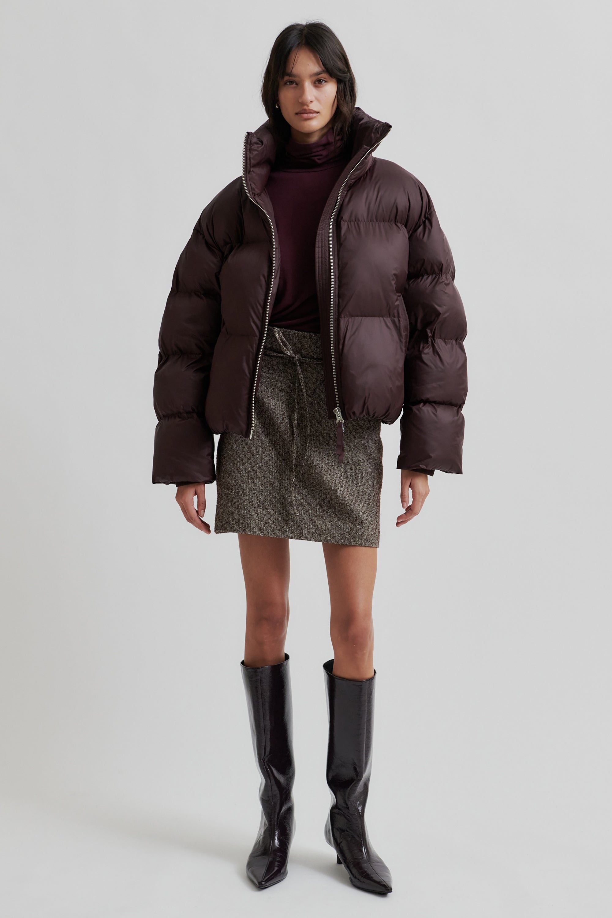 Riya Puffer Jacket - Chocolate Plum
