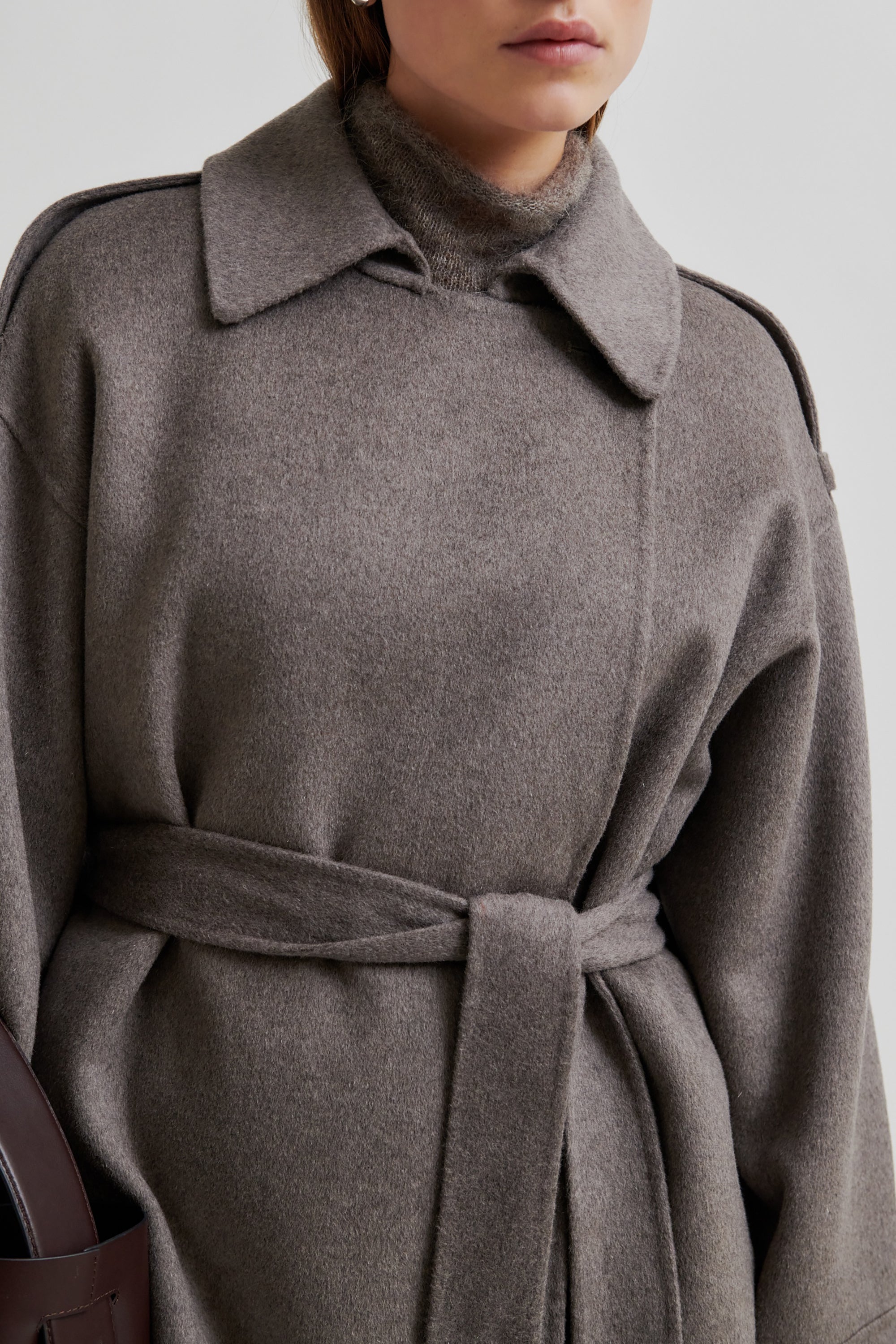 Walance Belt Jacket - Mid Brown Melange