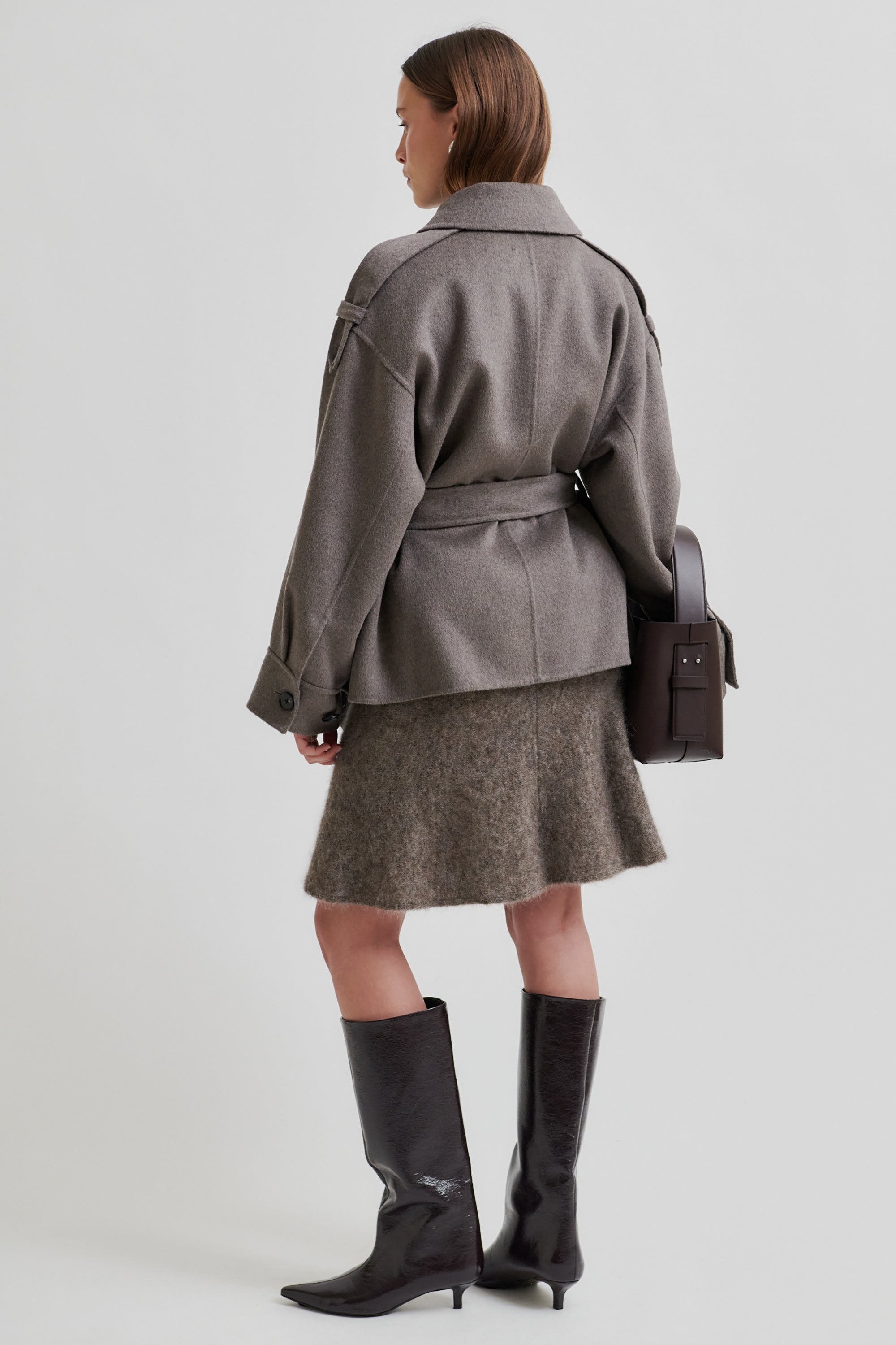 Walance Belt Jacket - Mid Brown Melange