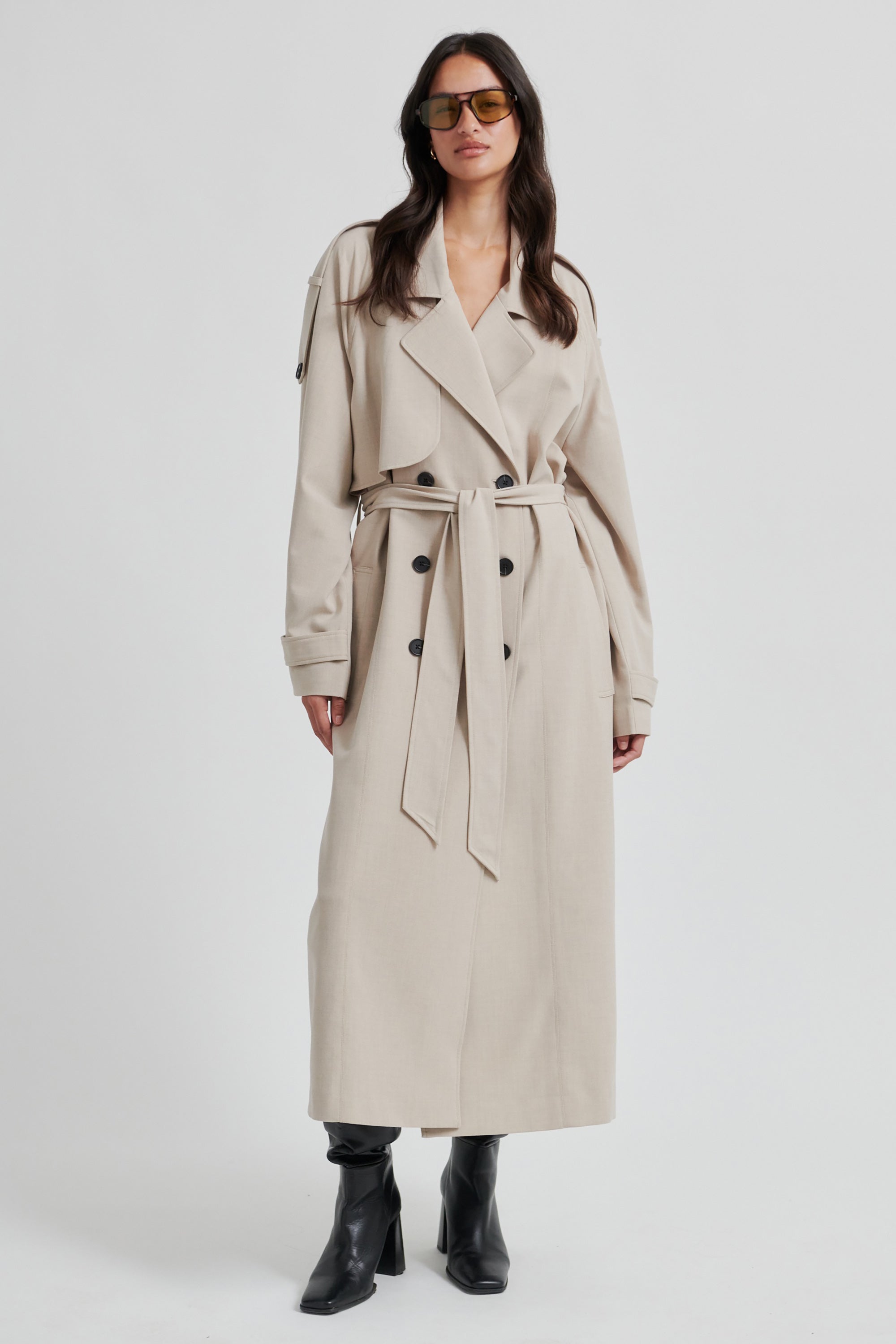 Zoie Trenchcoat  - Light Beige Melange