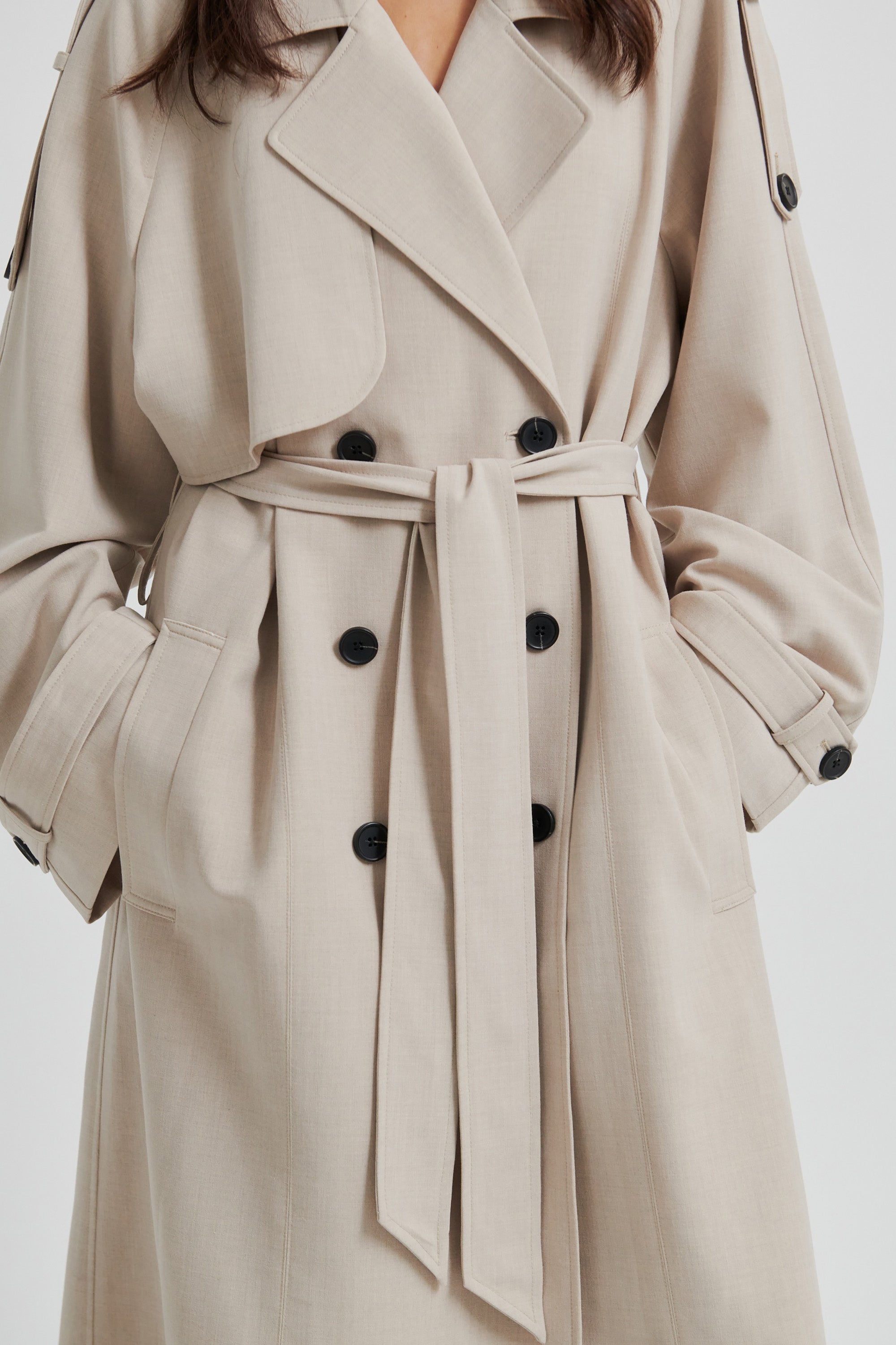 Zoie Trenchcoat  - Light Beige Melange