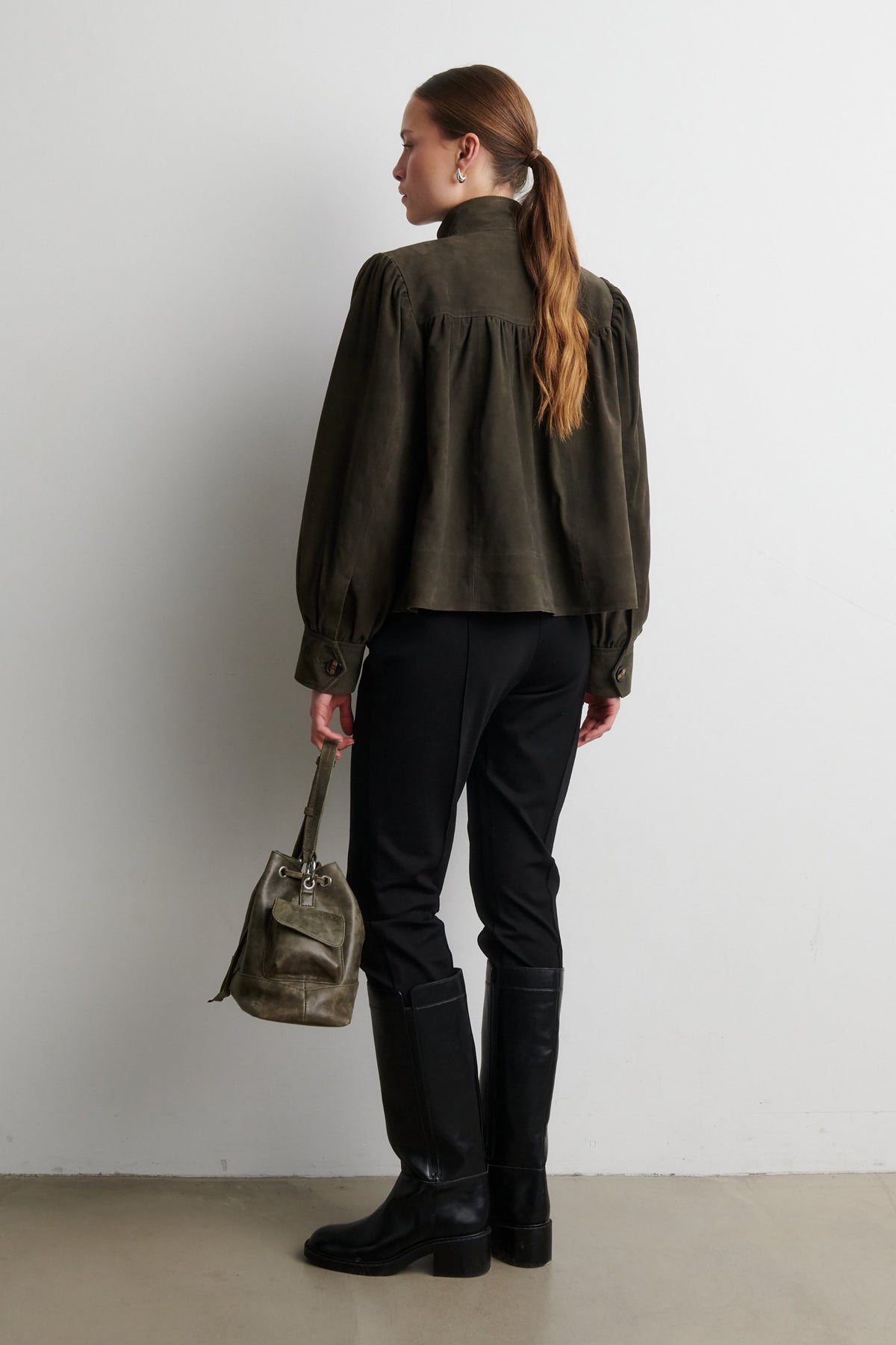 Zonie Suede Jacket - Black Olive