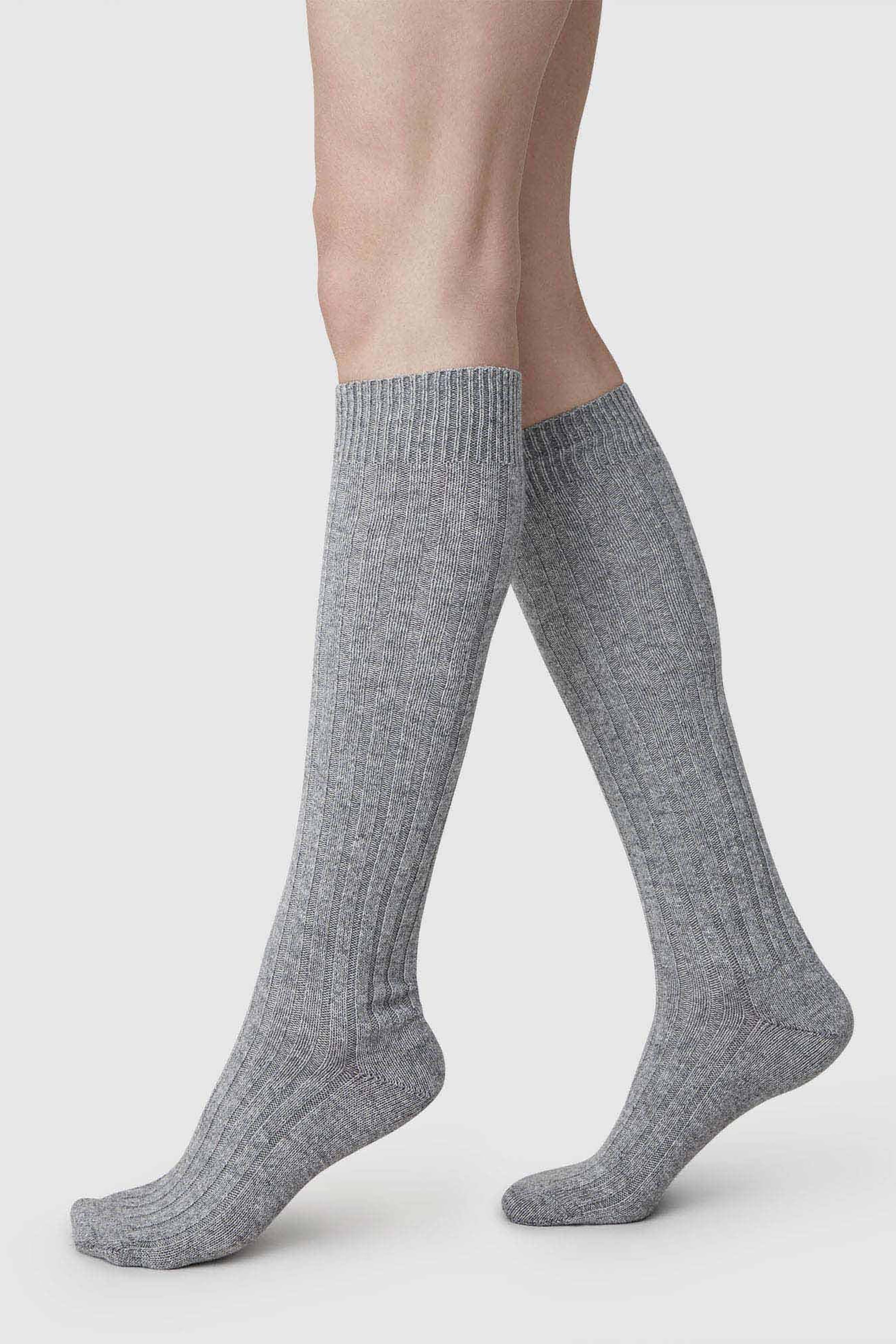 Bodil Chunky Knee-High Socks - Grey